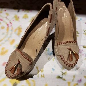 JESSICA SIMPSON suede fringe vintage insp. Heels